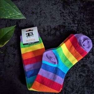 Sock It To Me Rainbow Striped Socks. Wide Calf.